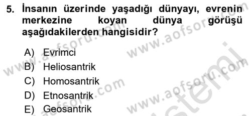 Sosyal Antropoloji Dersi Ara Sınavı Deneme Sınav Soruları 5. Soru