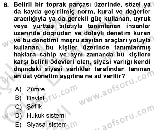 Sosyal Antropoloji Dersi Ara Sınavı Deneme Sınav Soruları 6. Soru