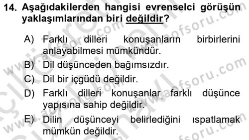Sosyal Antropoloji Dersi 2021 - 2022 Yılı (Final) Dönem Sonu Sınav Soruları 14. Soru
