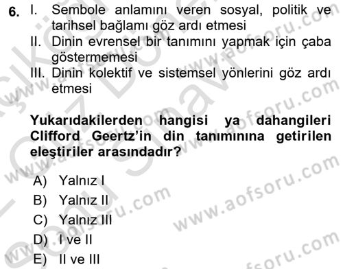 Sosyal Antropoloji Dersi 2021 - 2022 Yılı (Final) Dönem Sonu Sınav Soruları 6. Soru