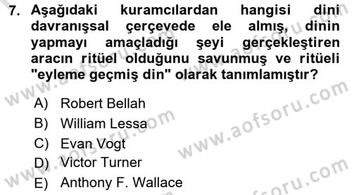 Sosyal Antropoloji Dersi 2021 - 2022 Yılı (Final) Dönem Sonu Sınav Soruları 7. Soru