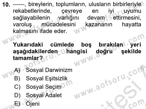 Sosyal Antropoloji Dersi 2021 - 2022 Yılı Yaz Okulu Sınav Soruları 10. Soru