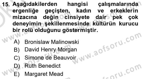Sosyal Antropoloji Dersi 2021 - 2022 Yılı Yaz Okulu Sınav Soruları 15. Soru