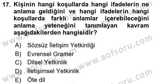 Sosyal Antropoloji Dersi 2021 - 2022 Yılı Yaz Okulu Sınav Soruları 17. Soru