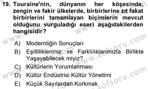 Sosyal Antropoloji Dersi 2021 - 2022 Yılı Yaz Okulu Sınav Soruları 19. Soru