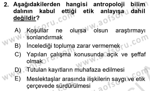 Sosyal Antropoloji Dersi 2021 - 2022 Yılı Yaz Okulu Sınav Soruları 2. Soru