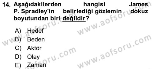 Sosyal Antropoloji Dersi Ara Sınavı Deneme Sınav Soruları 14. Soru