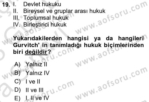 Sosyal Antropoloji Dersi Ara Sınavı Deneme Sınav Soruları 19. Soru