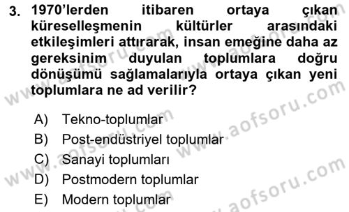 Sosyal Antropoloji Dersi Ara Sınavı Deneme Sınav Soruları 3. Soru