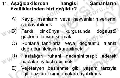 Sosyal Antropoloji Dersi 2022 - 2023 Yılı (Final) Dönem Sonu Sınav Soruları 11. Soru