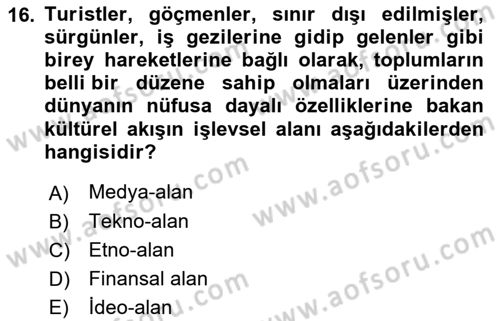 Sosyal Antropoloji Dersi 2022 - 2023 Yılı (Final) Dönem Sonu Sınav Soruları 16. Soru