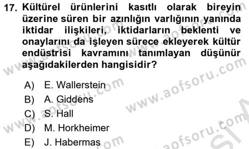 Sosyal Antropoloji Dersi 2022 - 2023 Yılı (Final) Dönem Sonu Sınav Soruları 17. Soru