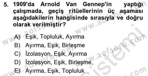 Sosyal Antropoloji Dersi 2022 - 2023 Yılı (Final) Dönem Sonu Sınav Soruları 5. Soru