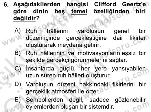 Sosyal Antropoloji Dersi 2022 - 2023 Yılı (Final) Dönem Sonu Sınav Soruları 6. Soru