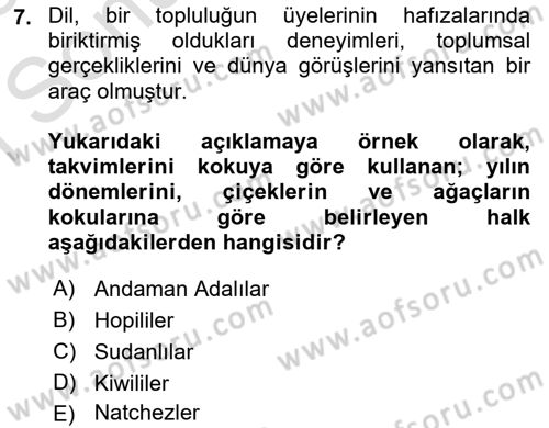 Sosyal Antropoloji Dersi 2022 - 2023 Yılı (Final) Dönem Sonu Sınav Soruları 7. Soru