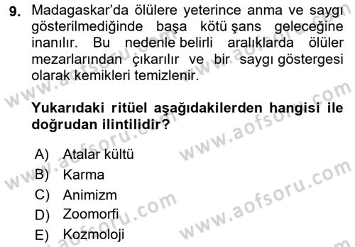 Sosyal Antropoloji Dersi 2022 - 2023 Yılı (Final) Dönem Sonu Sınav Soruları 9. Soru