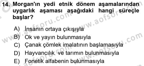 Sosyal Antropoloji Dersi 2023 - 2024 Yılı (Vize) Ara Sınav Soruları 14. Soru