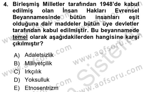 Sosyal Antropoloji Dersi 2023 - 2024 Yılı (Vize) Ara Sınav Soruları 4. Soru