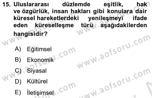 Sosyal Antropoloji Dersi 2023 - 2024 Yılı (Final) Dönem Sonu Sınav Soruları 15. Soru