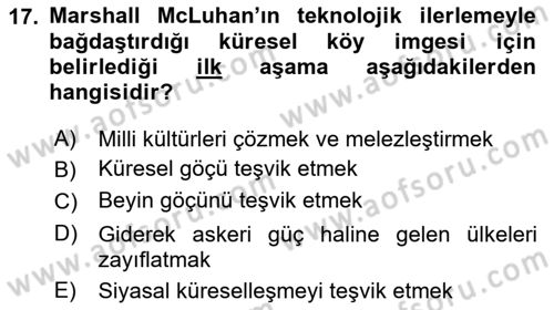 Sosyal Antropoloji Dersi 2023 - 2024 Yılı (Final) Dönem Sonu Sınav Soruları 17. Soru