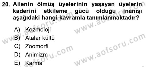 Sosyal Antropoloji Dersi 2023 - 2024 Yılı (Final) Dönem Sonu Sınav Soruları 20. Soru