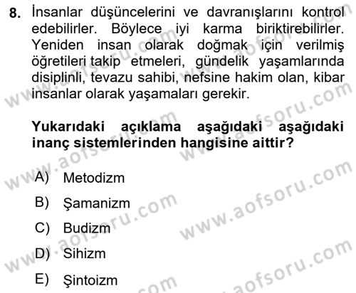 Sosyal Antropoloji Dersi 2023 - 2024 Yılı (Final) Dönem Sonu Sınav Soruları 8. Soru