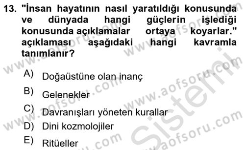 Sosyal Antropoloji Dersi 2023 - 2024 Yılı Yaz Okulu Sınav Soruları 13. Soru