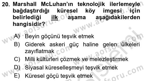 Sosyal Antropoloji Dersi 2023 - 2024 Yılı Yaz Okulu Sınav Soruları 20. Soru