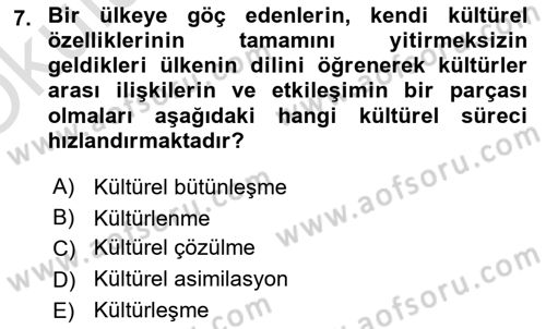 Sosyal Antropoloji Dersi 2023 - 2024 Yılı Yaz Okulu Sınav Soruları 7. Soru