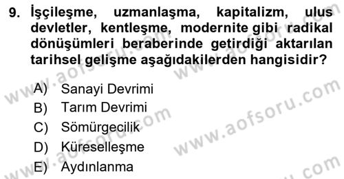 Sosyal Antropoloji Dersi 2023 - 2024 Yılı Yaz Okulu Sınav Soruları 9. Soru