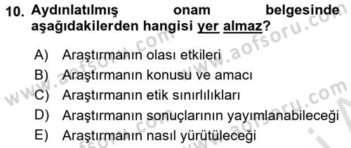 Sosyal Antropoloji Dersi Ara Sınavı Deneme Sınav Soruları 10. Soru