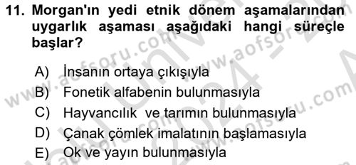 Sosyal Antropoloji Dersi Ara Sınavı Deneme Sınav Soruları 11. Soru