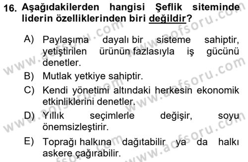 Sosyal Antropoloji Dersi 2024 - 2025 Yılı (Vize) Ara Sınav Soruları 16. Soru