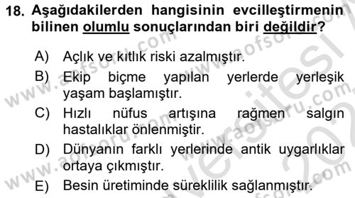Sosyal Antropoloji Dersi Ara Sınavı Deneme Sınav Soruları 18. Soru
