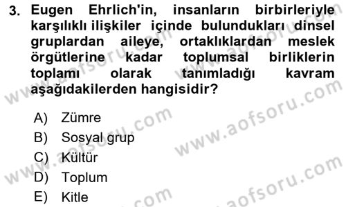 Sosyal Antropoloji Dersi 2024 - 2025 Yılı (Final) Dönem Sonu Sınav Soruları 3. Soru