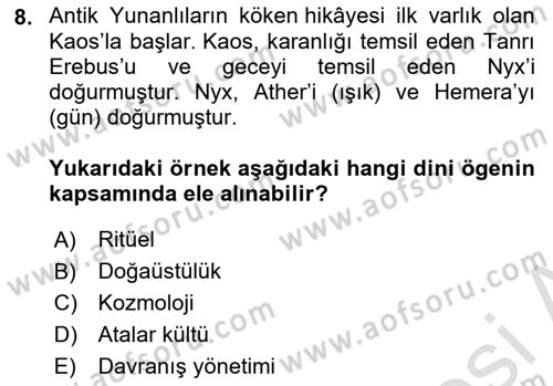 Sosyal Antropoloji Dersi 2024 - 2025 Yılı (Final) Dönem Sonu Sınav Soruları 8. Soru