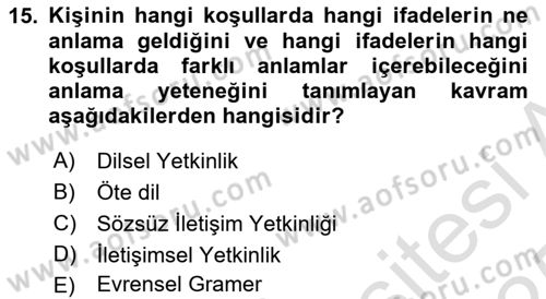 Sosyal Antropoloji Dersi 2024 - 2025 Yılı Yaz Okulu Sınav Soruları 15. Soru