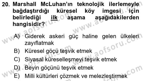 Sosyal Antropoloji Dersi 2024 - 2025 Yılı Yaz Okulu Sınav Soruları 20. Soru