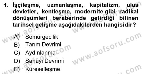 Sosyal Antropoloji Dersi 2025 - 2026 Yılı (Vize) Ara Sınav Soruları 1. Soru