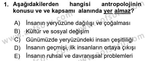 Sosyal Antropoloji Dersi 2025 - 2026 Yılı (Final) Dönem Sonu Sınav Soruları 1. Soru