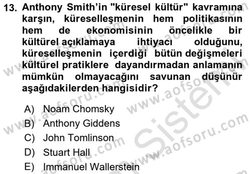 Sosyal Antropoloji Dersi 2025 - 2026 Yılı (Final) Dönem Sonu Sınav Soruları 13. Soru