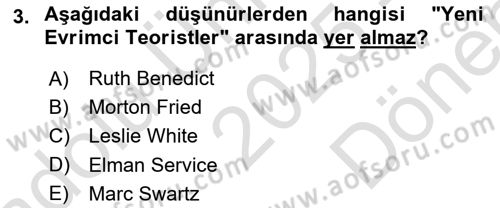 Sosyal Antropoloji Dersi 2025 - 2026 Yılı (Final) Dönem Sonu Sınav Soruları 3. Soru