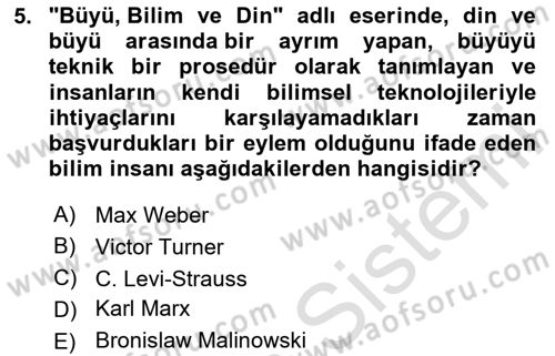 Sosyal Antropoloji Dersi 2025 - 2026 Yılı (Final) Dönem Sonu Sınav Soruları 5. Soru