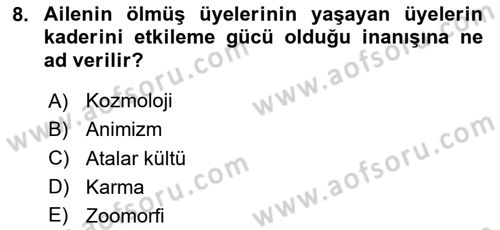 Sosyal Antropoloji Dersi 2025 - 2026 Yılı (Final) Dönem Sonu Sınav Soruları 8. Soru