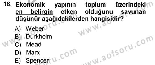 Davranış Bilimlerine Giriş Dersi 2012 - 2013 Yılı (Vize) Ara Sınav Soruları 18. Soru