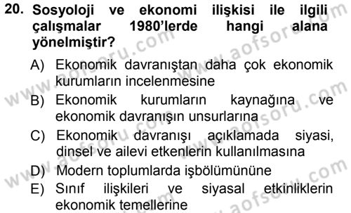 Davranış Bilimlerine Giriş Dersi 2012 - 2013 Yılı (Vize) Ara Sınav Soruları 20. Soru