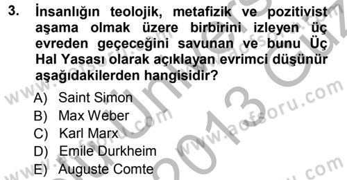 Davranış Bilimlerine Giriş Dersi 2012 - 2013 Yılı (Vize) Ara Sınav Soruları 3. Soru