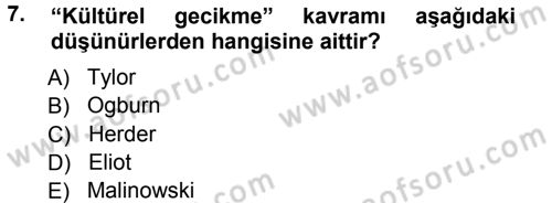 Davranış Bilimlerine Giriş Dersi 2012 - 2013 Yılı (Vize) Ara Sınav Soruları 7. Soru