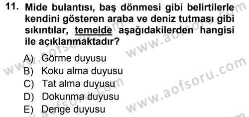 Davranış Bilimlerine Giriş Dersi 2012 - 2013 Yılı (Final) Dönem Sonu Sınav Soruları 11. Soru