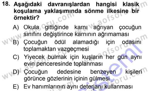 Davranış Bilimlerine Giriş Dersi 2012 - 2013 Yılı (Final) Dönem Sonu Sınav Soruları 18. Soru
